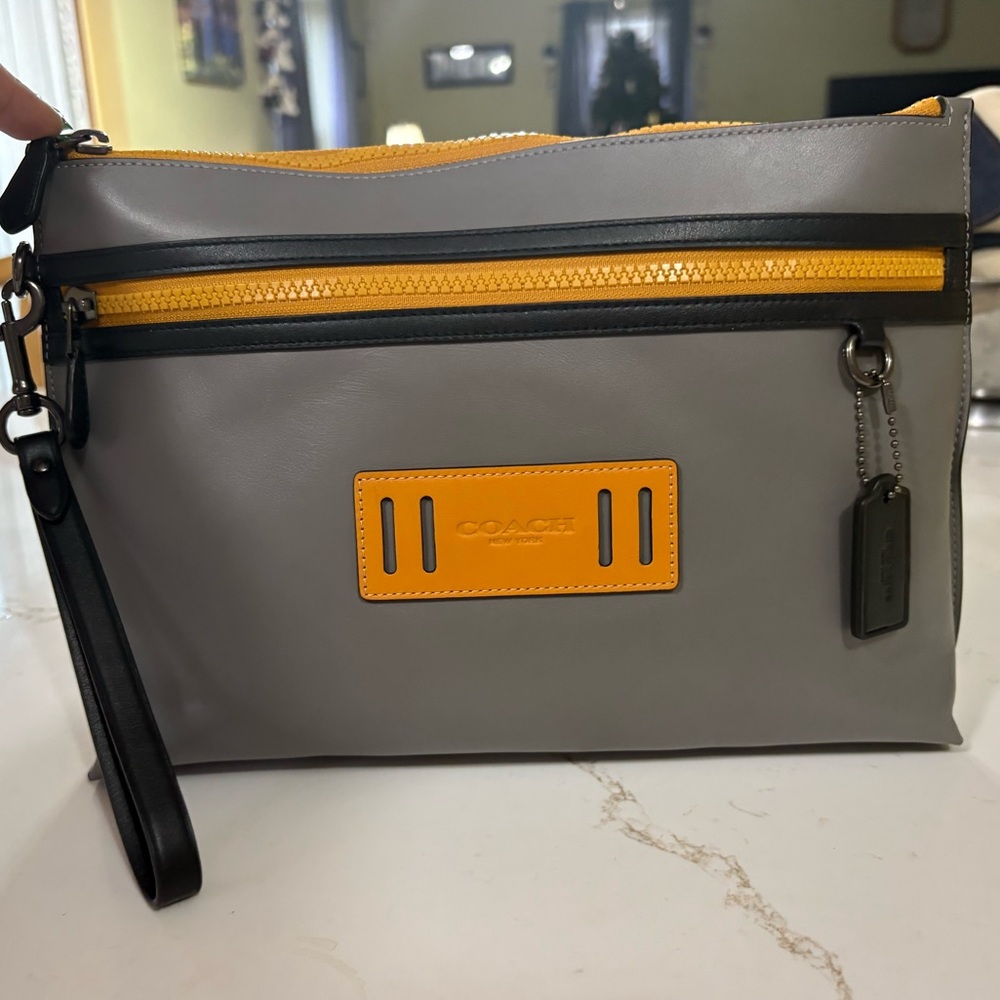 Coach Gray and Gold Wristlet
